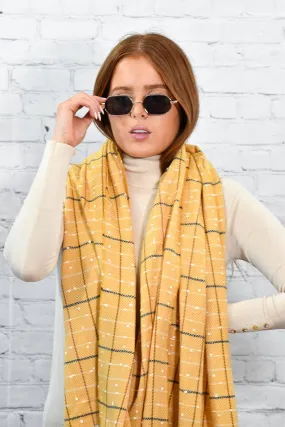 T.U.K. Honey Detailed Plaid Winter Scarf