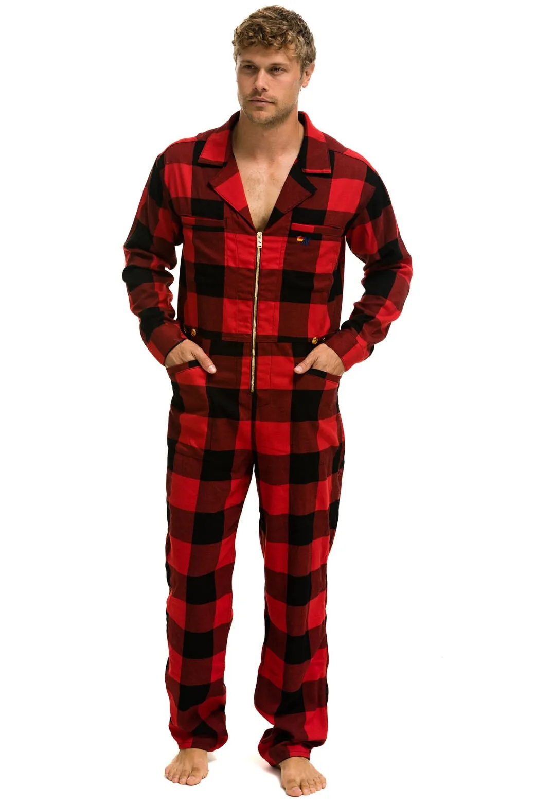 UNISEX PLAID FLIGHT SUIT - BUFFALO PLAID