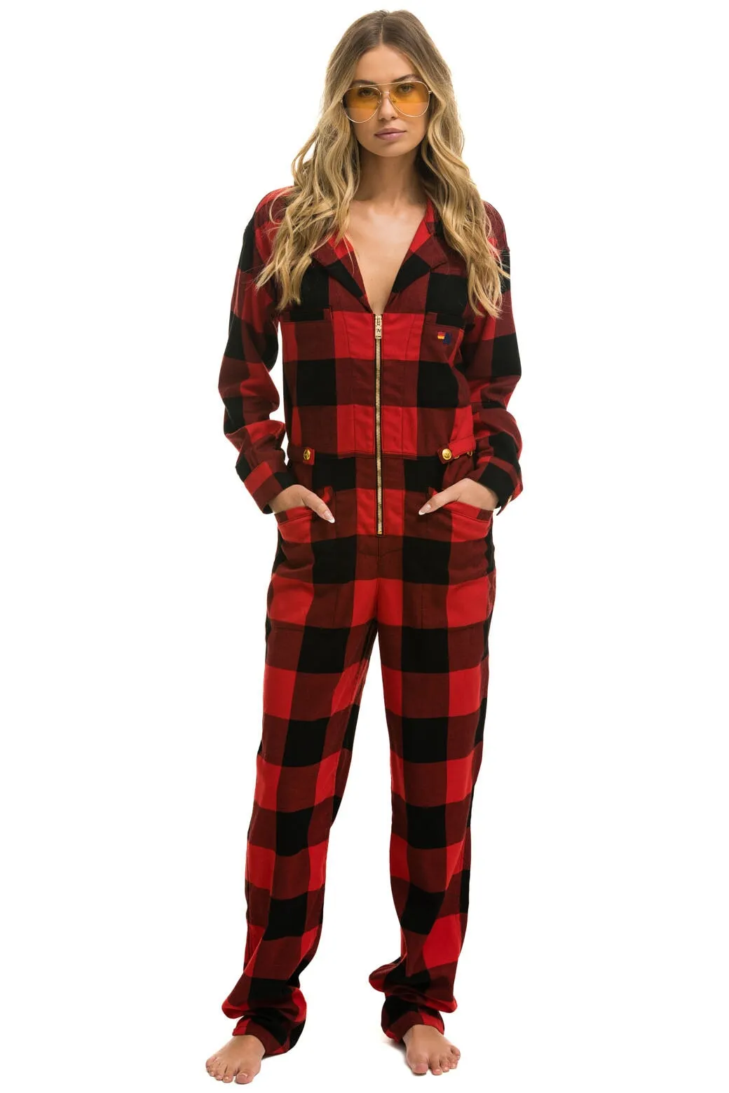 UNISEX PLAID FLIGHT SUIT - BUFFALO PLAID