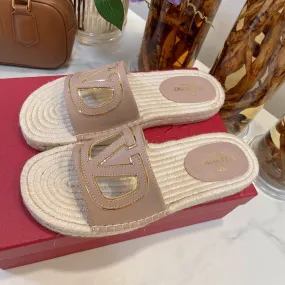 VLOGO CUT-OUT ESPADRILLES IN CREPE PINK CALFSKIN