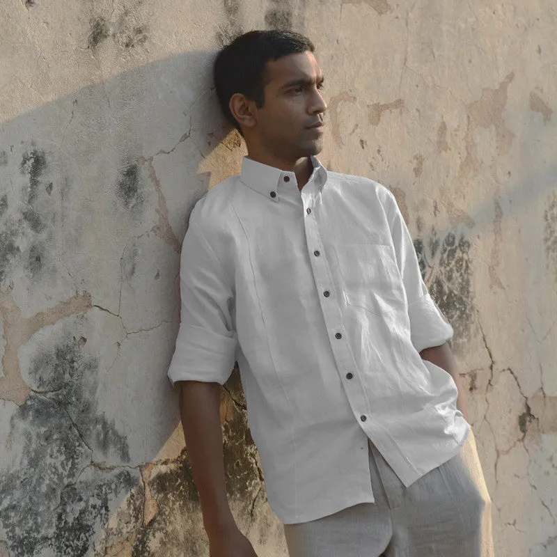 White Linen Shirt for Men | Full Sleeves