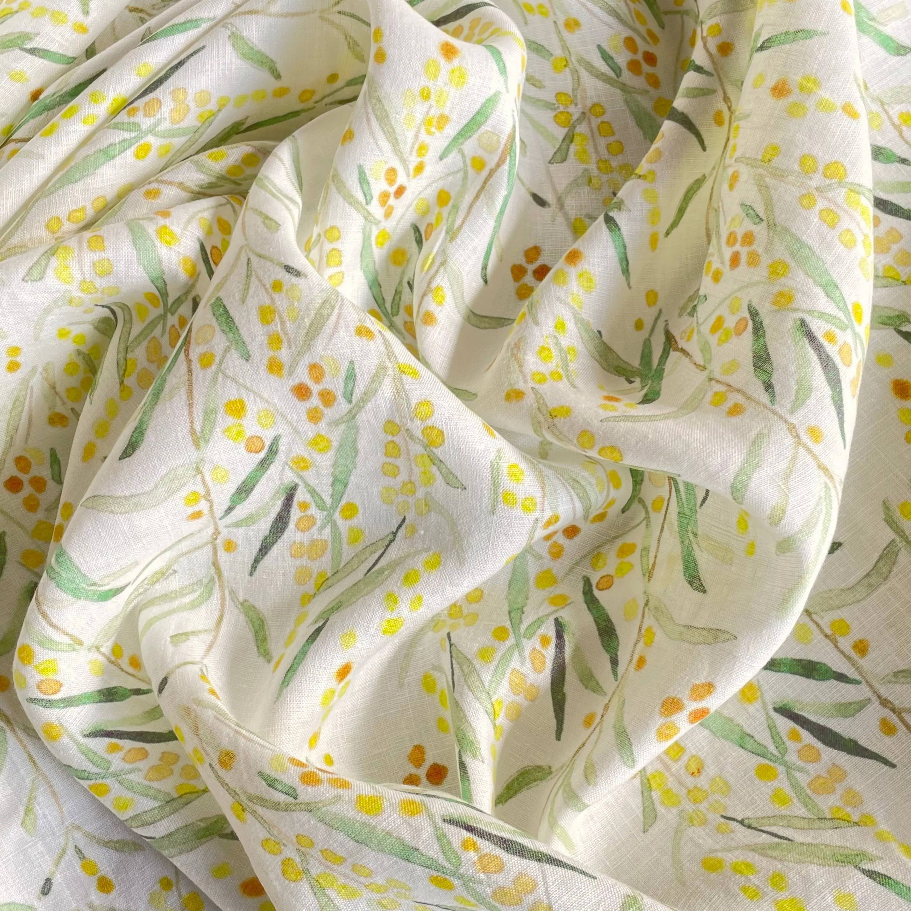 Wild Wattle Washed Printed Linen